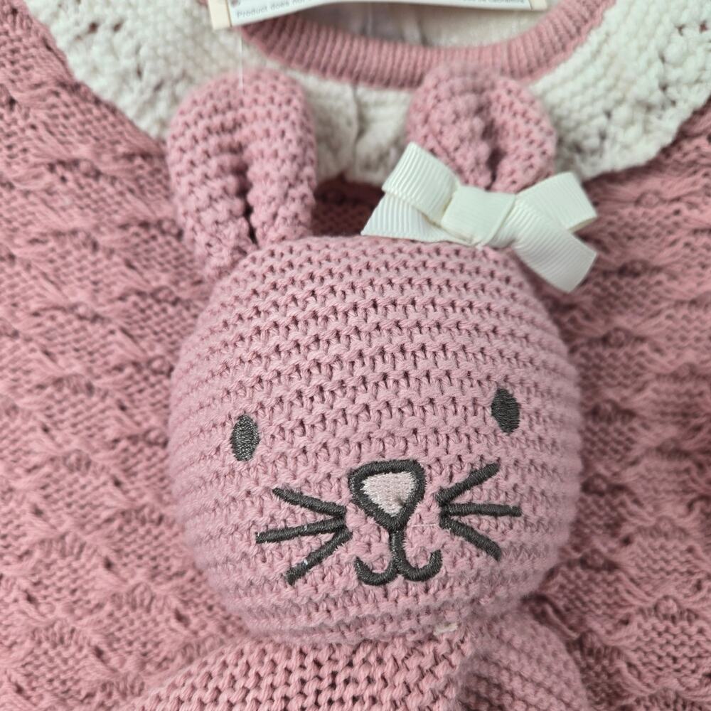 NWT Cupcakes and Cashmere Pink Knit Dress White Tights Bunny Lovey 6 to 9 months - Picture 6 of 16